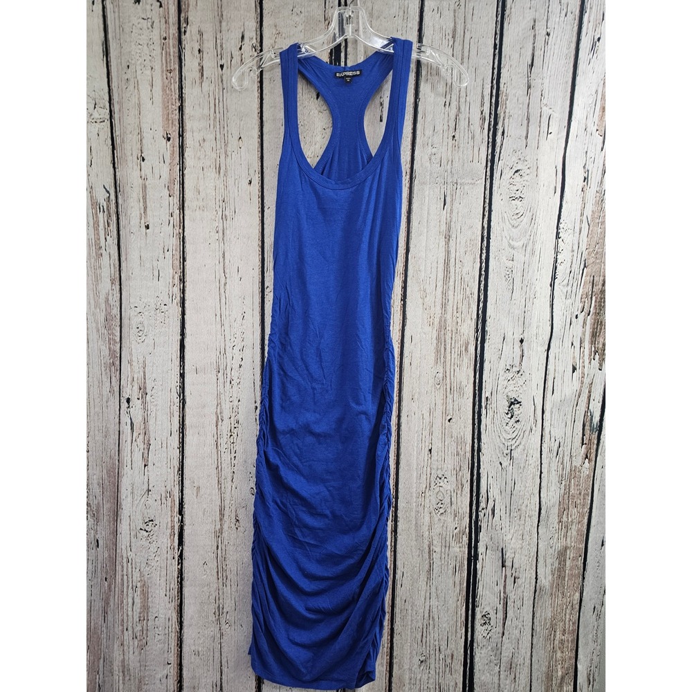 Express Ruched Tank Dresses Womens XS Blue Racerback Bodycon Cotton bundle of 2